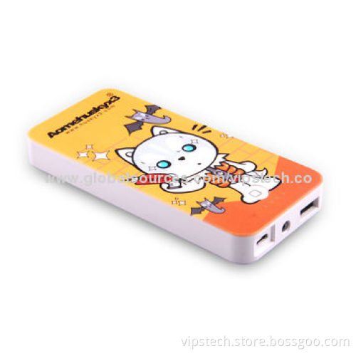 6,000mAh MP3 Player Charger, Li-polymer Battery, Transparent Crystal Design, High-efficiency Torch